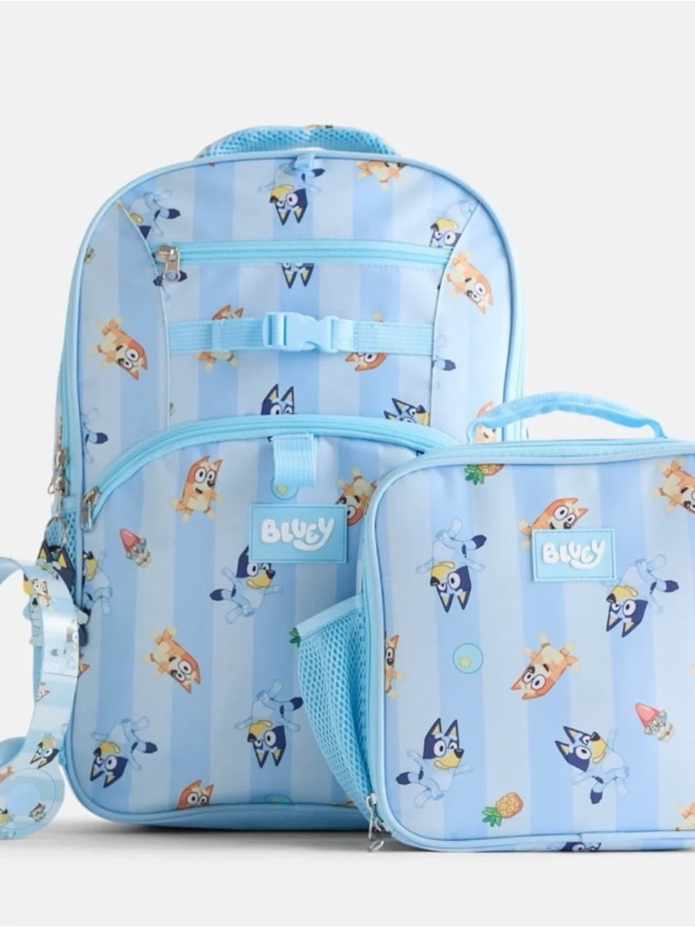 Bluey Unisex Striped Sister Dance Backpack Set with Lunch Bag and Headphones